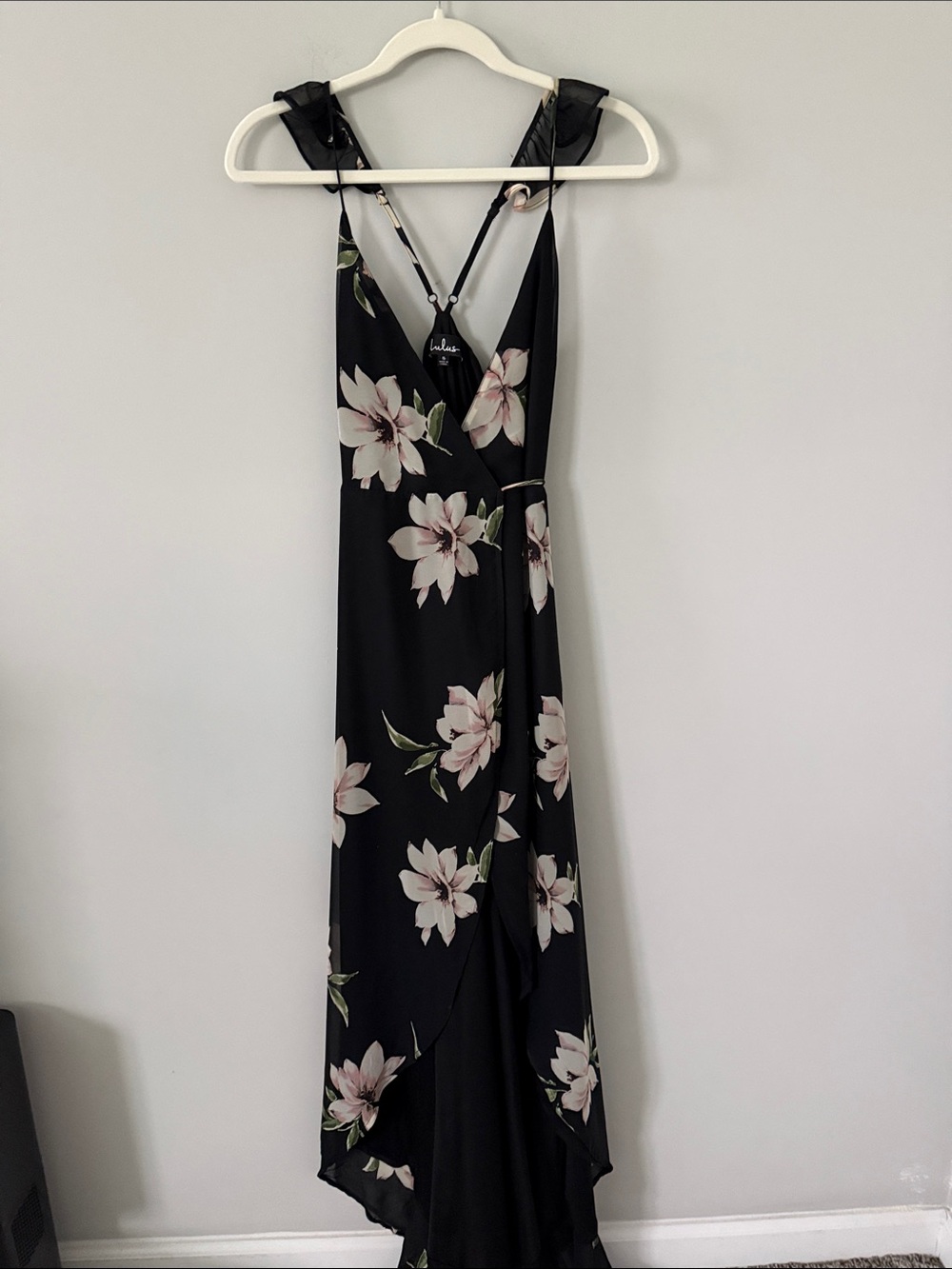 Lulus Floral Black Wrap Maxi Dress